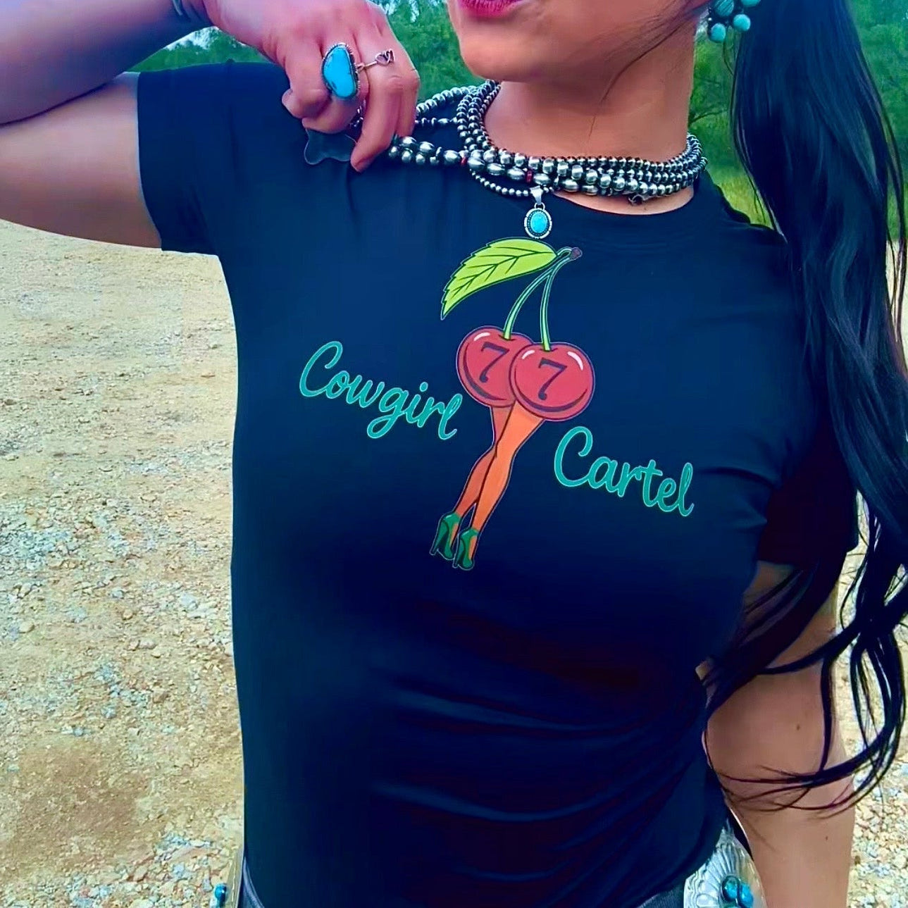 Cherry Baby Tee – Black